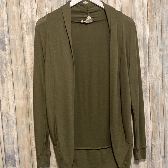 Sws Basic | army green, long sleeve, long open  Cardigan | Size small - Picture 6 of 11